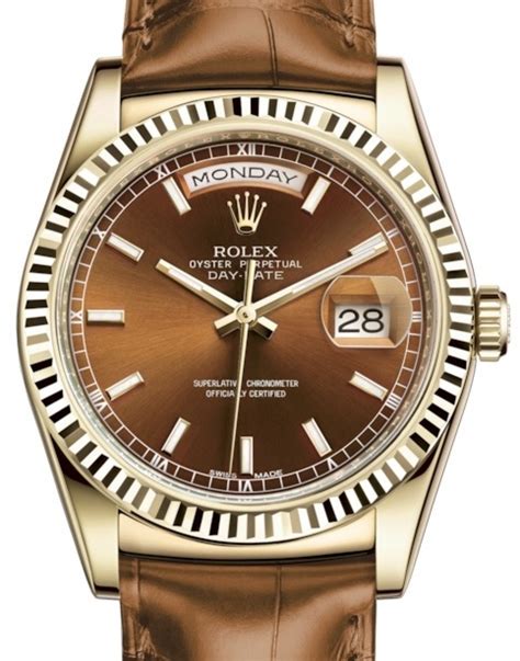 rolex day date gold black leather strap|rolex day date.